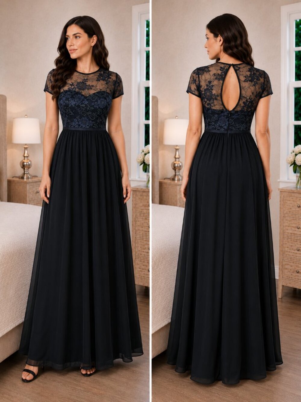 Erin Fetherston Black Lace Such an Illusion Formal Gown $465